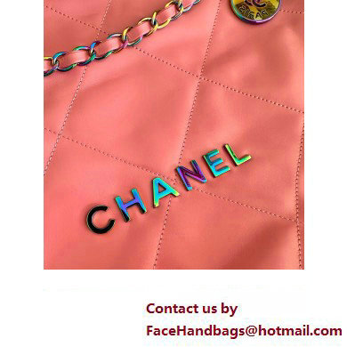 Chanel Shiny Calfskin  &  Rainbow Metal PINK 22 Handbag AS3261 2024